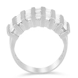 .925 Sterling Silver 1.0 Cttw Baguette Cut Diamond Vertical Channel Fluted Multi-Row Unisex Fashion Wedding Ring (H-I Color, I1-I2 Clarity)