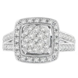 10K White Gold Diamond Cluster Ring (1 Cttw, H-I Color, SI2-I1 Clarity)