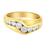 14KT Yellow Gold Men's Round Cut Diamond Ring (1 cttw, H-I Color, SI2-I1 Clarity)