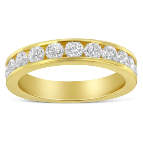 18K Yellow Gold Round Cut Diamond Band Ring (1 Cttw, H-I Color, SI2-I1 Clarity)