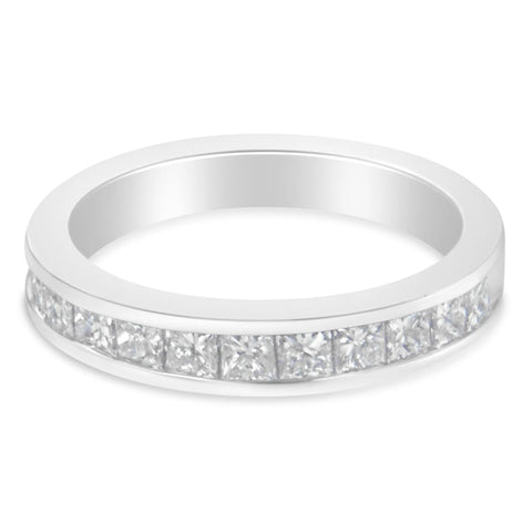 Women's 18K White Gold Princess Cut Diamond Band Ring (1 Cttw, G-H Color, SI1-SI2 Clarity)