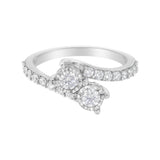 10K White Gold Two-Stone Miracle-Set Diamond Bypass Ring (1 Cttw, H-I Color, I1-I2 Clarity)