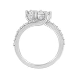 10K White Gold Two-Stone Miracle-Set Diamond Bypass Ring (1 Cttw, H-I Color, I1-I2 Clarity)