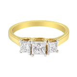 10K Yellow Gold Princess-Cut Diamond Three Stone Band Ring (1 Cttw, J-K Color, I1-I2 Clarity)