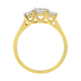 10K Yellow Gold Princess-Cut Diamond Three Stone Band Ring (1 Cttw, J-K Color, I1-I2 Clarity)