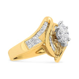 14K Yellow Gold Princess, Baguette, and Pie cut Diamond Marquise Shaped Ring (1 1/4 Cttw, G-H Color, SI1-SI2 Clarity)