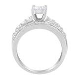 14K White Gold 1.0 Cttw Mixed-Cut Diamond Rectangle Invisible-Set Composite Cluster Ring with Bar- and Channel-Set Band (H-I Color, SI2-I1 Clarity)