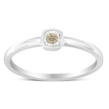 .925 Sterling Silver 1/20 Carat Diamond Square Cushion-Shaped Miracle Set Petite Fashion Promise Ring (J-K Color, I1-I2 Clarity)