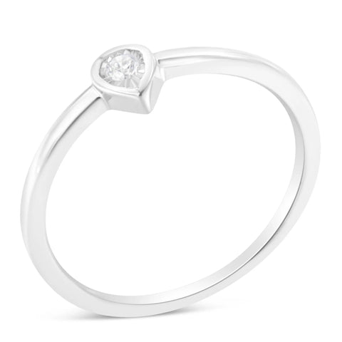 .925 Sterling Silver 1/20 Carat Diamond Teardrop Pear-Shaped Miracle Set Petite Fashion Promise Ring (J-K Color, I1-I2 Clarity)