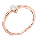 14K Rose Gold Plated .925 Sterling Silver 1/20 Carat Diamond Teardrop Pear-Shaped Miracle Set Petite Fashion Ring (J-K Color, I1-I2 Clarity)