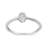 .925 Sterling Silver 1/20 Cttw Miracle Set Diamond Oval Shaped Promise Ring (J-K Color, I1-I2 Clarity)