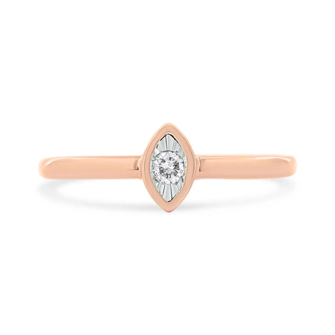 14K Rose Gold Plated .925 Sterling Silver Miracle Set Diamond Accent Pear Shape Promise Ring (J-K Color, I1-I2 Clarity)