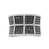 14K White Gold 1 1/2 Cttw White and Treated Black Diamond Cocktail Ring (H-I Color, I1-I2 Clarity)