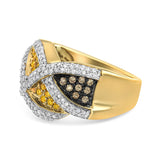 14K Yellow Gold 3/4 Cttw Champagne, Yellow and Round-Cut Diamond Ring (I-J Color, I2-I3 Clarity)