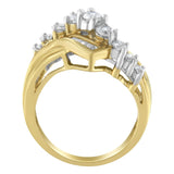 10K Two-Toned Diamond Bypass Ring (1 Cttw, H-I Color, SI2-I1 Clarity)