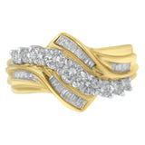 10K Two-Toned Diamond Bypass Ring (1 Cttw, H-I Color, SI2-I1 Clarity)