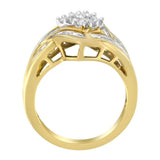 10K Yellow Gold Round and Baguette Cut Diamond Ring (1/2 Cttw, H-I Color, I1-I2 Clarity)