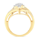 10K Yellow Gold Diamond Bypass Cluster Ring (1 Cttw, I-J Color, I2-I3 Clarity)