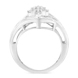 10K White Gold Diamond Bypass Cluster Ring (1 Cttw, I-J Color, I2-I3 Clarity)