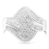 10K White Gold Diamond Bypass Cluster Ring (1 Cttw, I-J Color, I2-I3 Clarity)