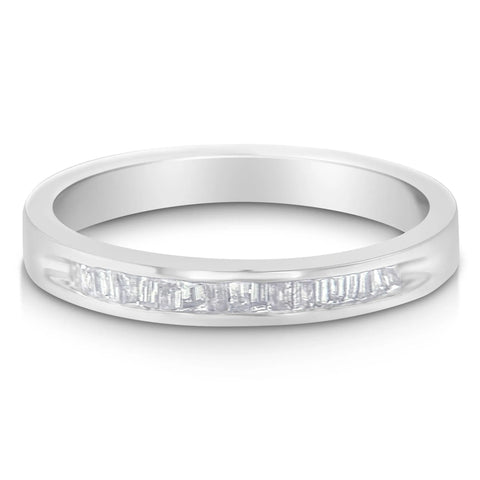 .925 Sterling Silver 1/5 Cttw Diamond Channel-Set Stackable Band Ring (H-I Color, I1-I2 Clarity)