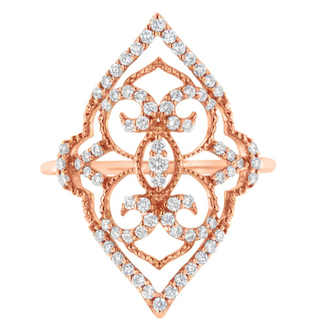 10K Rose Gold Diamond Cocktail Ring (1/2 Cttw, H-I Color, I1-I2 Clarity)