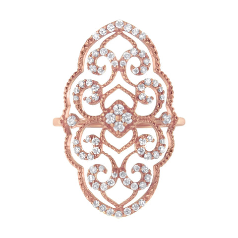 10KT Rose Gold Diamond Cocktail Ring (1/2 cttw, H-I Color, I1-I2 Clarity)