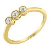 10K Yellow Gold Plated .925 Sterling Silver 3 Stone Diamond Ring (1/4 Cttw, J-K Color, I2-I3 Clarity)