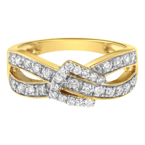 10K Yellow Gold Plated .925 Sterling Silver 1/2 cttw Round-Cut Diamond 