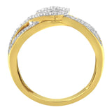 10K Yellow Gold Plated .925 Sterling Silver 1/2 cttw Round-Cut Diamond "Belt Buckle" Crossover Ring (J-K Color, I2-I3 Clarity)