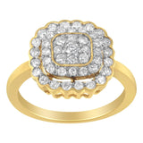 10K Yellow Gold Plated .925 Sterling Silver Diamond Cocktail Ring (3/4 Cttw, J-K Color, I2-I3 Clarity)