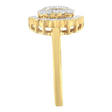 10K Yellow Gold Plated .925 Sterling Silver Diamond Cocktail Ring (3/4 Cttw, J-K Color, I2-I3 Clarity)