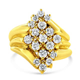 10K Yellow Gold Plated .925 Sterling Silver Diamond Cocktail Ring (1 1/2 Cttw, J-K Color, I1-I2 Clarity)