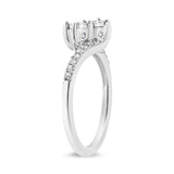 10K White Gold 1/4 Cttw Miracle Set Round Cut Diamond Two-Stone Ring (H-I Color, I2 Clarity)