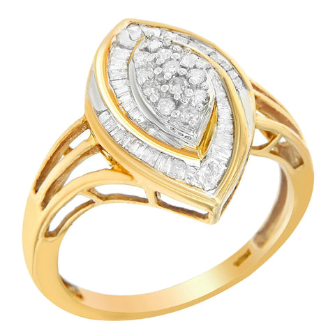 10K Yellow Gold Diamond Oval Cluster Ring (1/2 Cttw, I-J Color, I2-I3 Clarity)