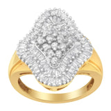 10KT Yellow Gold 1 cttw Diamond Cluster Ring (I-J, I1-I2)