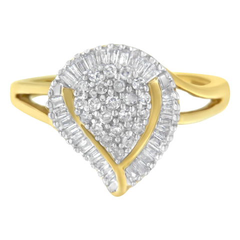 10K Yellow Gold Diamond Cluster Ring (1/2 Cttw, I-J Color, I1-I2 Clarity)