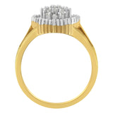 10K Yellow Gold 1/2 Cttw Baguette & Round Diamond Marquise-Shaped Cluster Halo Ring (I-J Color, I3 Clarity)