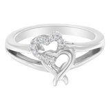 .925 Sterling Silver Diamond Heart Accent Ring (1/20 Cttw, H-I Color, I1-I2 Clarity).50