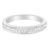 IGI Certified 1/2 Cttw Princess Cut Diamond 18K White Gold Channel Set Half Eternity Style Wedding Band Ring (H-I Color, SI2-I1 Clarity)