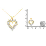 10K Yellow Gold 3.0 Cttw Brilliant-Cut Diamond Open Heart 18" Pendant Necklace (J-K Color, I1-I2 Clarity)