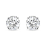 IGI Certified 1.00 Cttw Round Brilliant-Cut Diamond 14K White Gold Classic 4-Prong Solitaire Stud Earrings (J-K Color, I1-I2 Clarity)