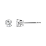 IGI Certified 1.00 Cttw Round Brilliant-Cut Diamond 14K White Gold Classic 4-Prong Solitaire Stud Earrings (J-K Color, I1-I2 Clarity)