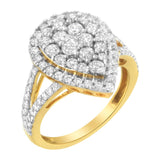 2 Micron Yellow Plated Sterling Silver Diamond Cluster Ring (1 1/2 cttw, J-K Color, I1-I2 Clarity)