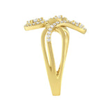 10K Yellow Gold 1/2 Cttw Round-Cut Diamond Layered Crossover Triple Leaf Bypass Ring (I-J Color, I1-I2 Clarity)