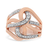 10K Rose Gold 1/2 Cttw Round-Cut Diamond Intertwined Multi-Loop Cocktail Ring (I-J Color, I1-I2 Clarity)