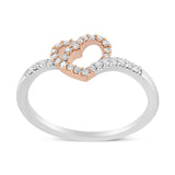 14K Rose Gold Plated and White .925 Sterling Silver 1/5 Cttw Round-Cut Diamond Open Heart Promise Ring (I-J Color, I2-I3 Clarity)