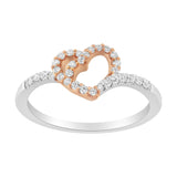 10K Two Toned Gold Diamond Heart Cocktail Ring (1/5 Cttw, H-I Color, I1-I2 Clarity)