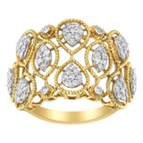 14K Yellow Gold Diamond Art Deco Ring (1/2 Cttw, H-I Color, I1 Clarity)