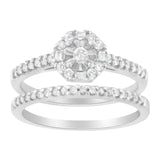 10K White Gold Diamond Engagement Ring and Wedding Band Set (3/8 Cttw, I-J Color, I2-I3 Clarity)